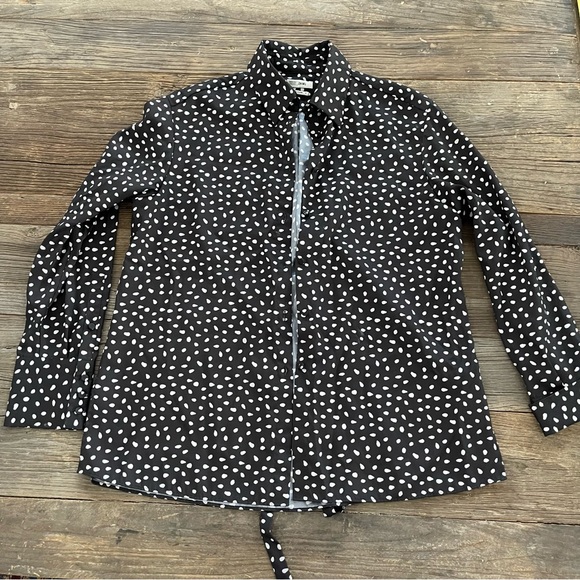 JASON WU Women's Polka Dot Tie Neck Blouse Size 4 in Black - Picture 3 of 12